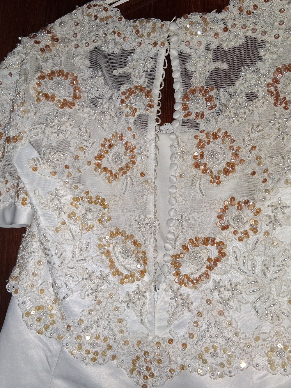 Alfred Angelo Vintage Ivory Lace Bodice Formal Wedding Dress - Picture 4 of 8